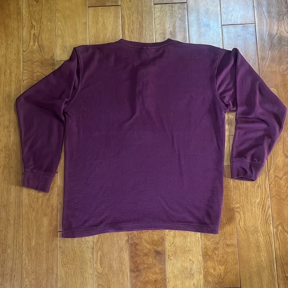 Jake Austin Men's Purple Henley 3-Button Waffle Design Shirt Size Medium Casual - Picture 4 of 5